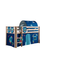 KINDERBETT Karolina 210x114x106 Massivholz Natur Textilset Astro 4 - Blau/Kieferfarben, Holz (90/200cm) - 58aufmkessel