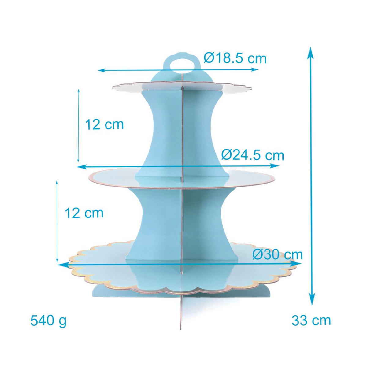 TORTENSTÄNDER aus Karton - Blau, Kunststoff (30/33/30cm) - Intirilife