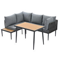 GARTENSET 178x139x68cm grau aus Stahl und Olefin, handgewebt - Grau, Metall - Modfu