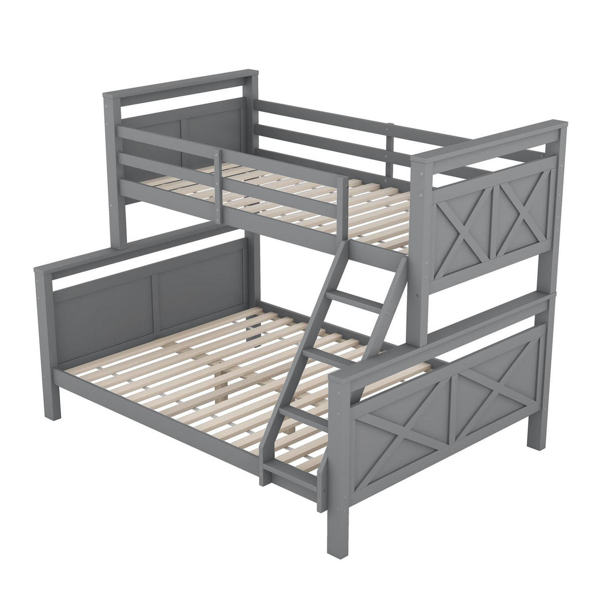 ETAGENBETT 90/140/200 cm mit Leiter, Sicherheitsgeländer und Umbaufunktion zu 2 Betten, Grau - Grau, Holzwerkstoff (140/200cm) - Redom