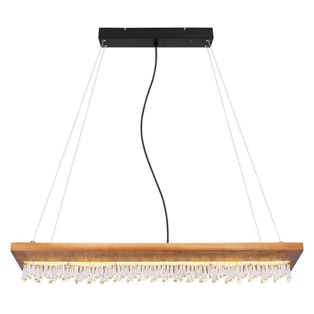 LED HÄNGELEUCHTE Holz Braun Kristalloptik - Braun, Holz (80/20/145cm) - Globo Lighting