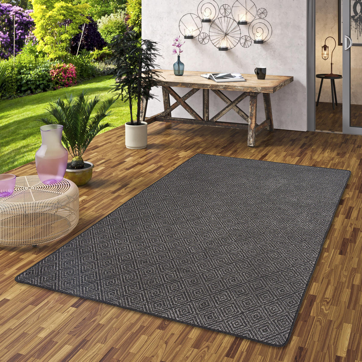 IN- UND OUTDOOR TEPPICH BEIDSEITIG NEWPORT MODERN - Anthrazit, Textil (100/300cm) - Snapstyle