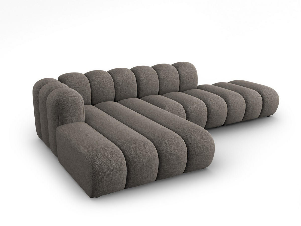 ECKSOFA modular links Lupine aus Chenille-Stoff grau 5 Sitzplätze - Grau, Textil (177/299cm) - Micadoni