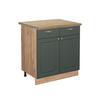 KÜCHENUNTERSCHRANK Fame-Line Grün-Gold Landhaus 80 cm, AP Eiche - Honigeiche/Eiche Wotan, Holzwerkstoff (80/82/60cm) - Vicco