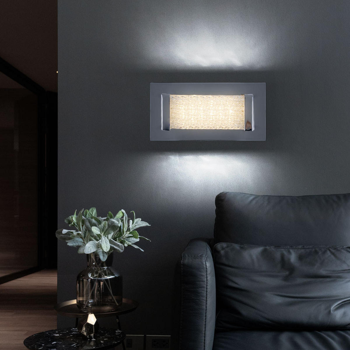 LED WANDLEUCHTE Metall Chrom Silber - Silberfarben, Glas (10/20/7.6cm) - Globo Lighting