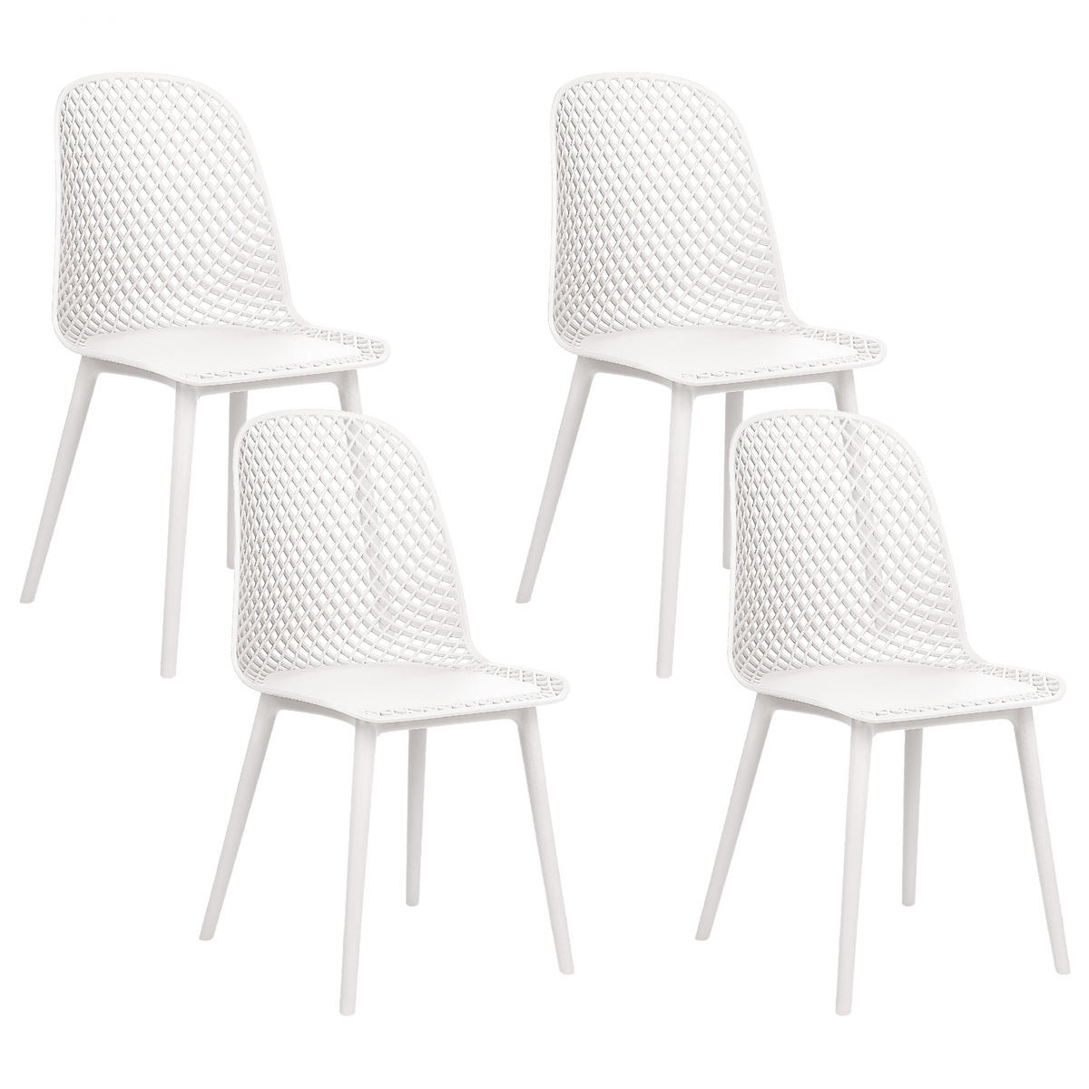 ESSZIMMERSTUHL 4er-Set Kunststoff Weiß Emory - Weiß, Kunststoff (45/81/52cm) - Beliani