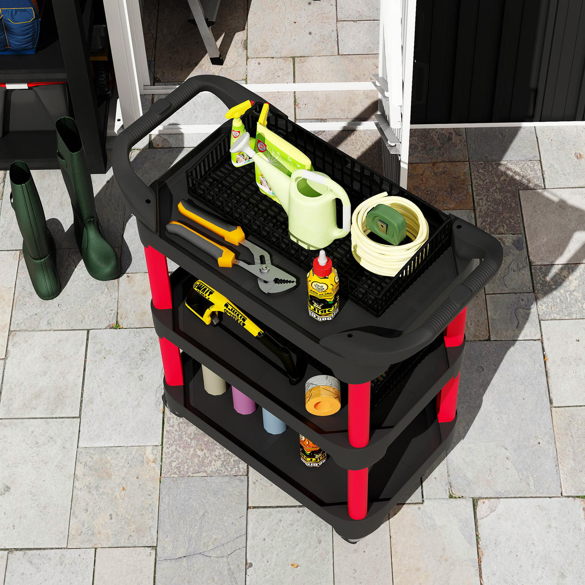 WERKZEUGWAGEN DE-09499 Schwarz - Rot, Kunststoff (43/96/81cm) - ComfortXL