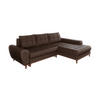 ECKSOFA im Scandi-Stil, Schlaffunktion, Bettkasten B268/T175/H86 cm, Ottomane rechts, Liegefl. 128x209 cm, Mikrofaserstoff in Vintage Braun / 21017 - Eichefarben/Braun, Holz/Textil (268/175cm) - luma-home
