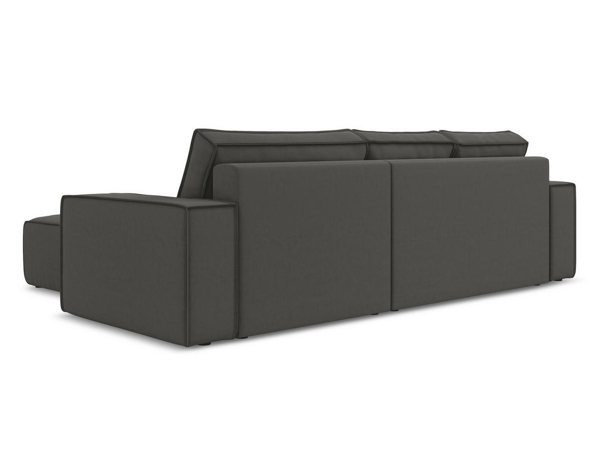 ECKSOFA mit Schlaffunktion Samt Stoff Grau - Dunkelgrau/Schwarz, Kunststoff/Textil (290/185cm) - Makamii