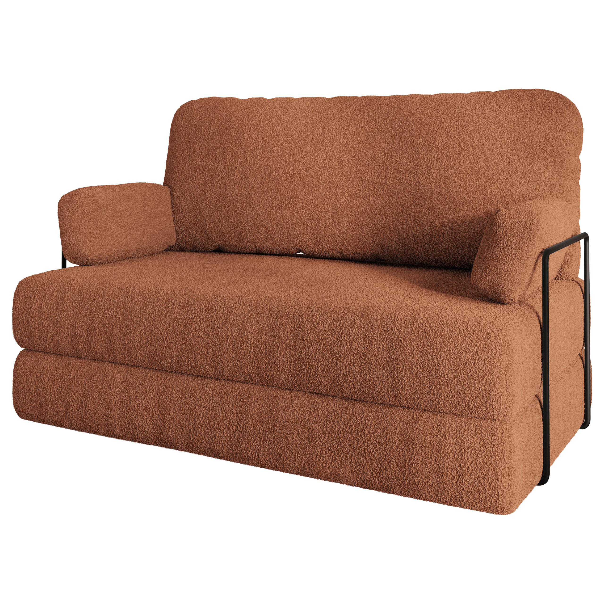 BETTSOFA KESTE aus Schaumstoff Bucle-Stoff Orange Schlaffunktion - Orange, Textil (140/86/60cm) - MASSENO