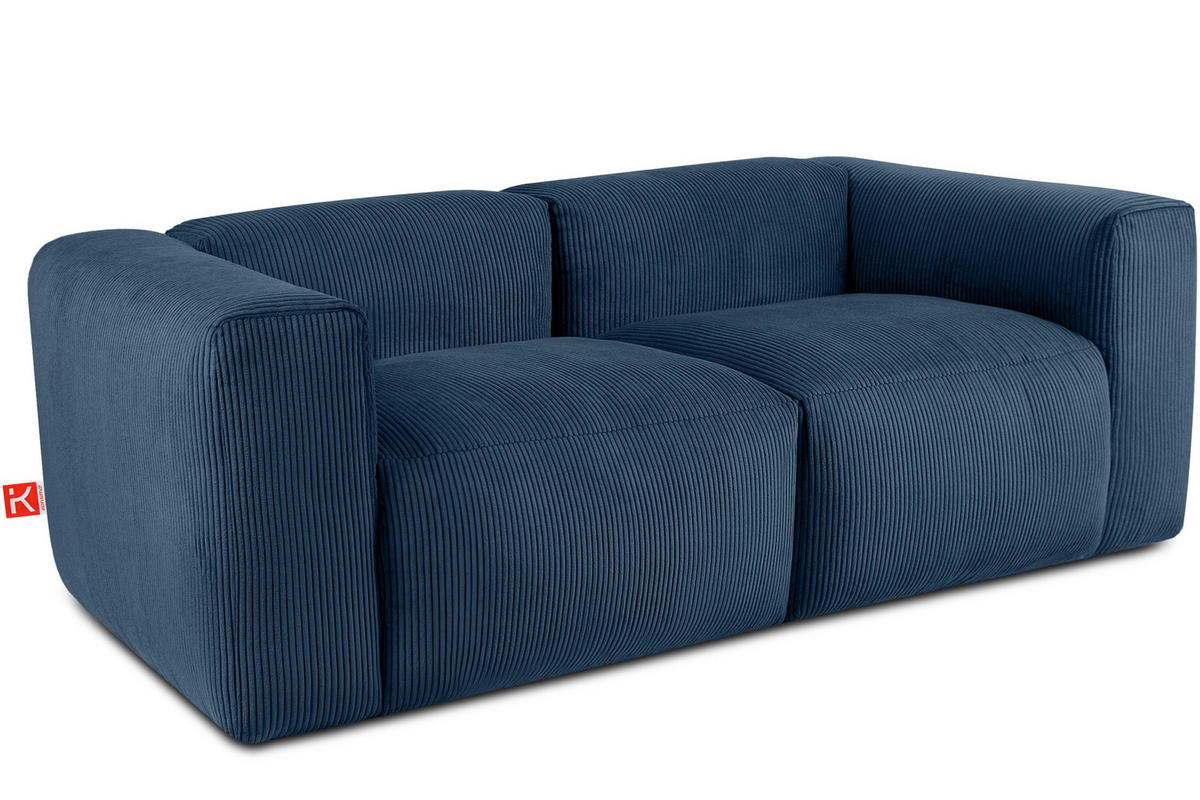 2-SITZER-MODULSOFA BUFFO mit extrem weicher und bequemer Sitzfläche, Kordstoff, marineblau - Blau/Grün, Textil (210/73/96cm) - KONSIMO®