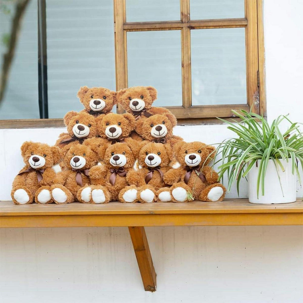 PLÜSCHTIER Teddybär 10-teiliges Set Braun 34 cm - Braun, Textil (25/35cm)