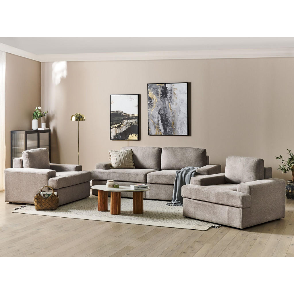 Thumbnail - Beliani Sofa-Set, Braun, Textil, 5-Sitzer, 112x112x208 cm, Wohnzimmer, Sofas & Couches, Sitzgarnituren