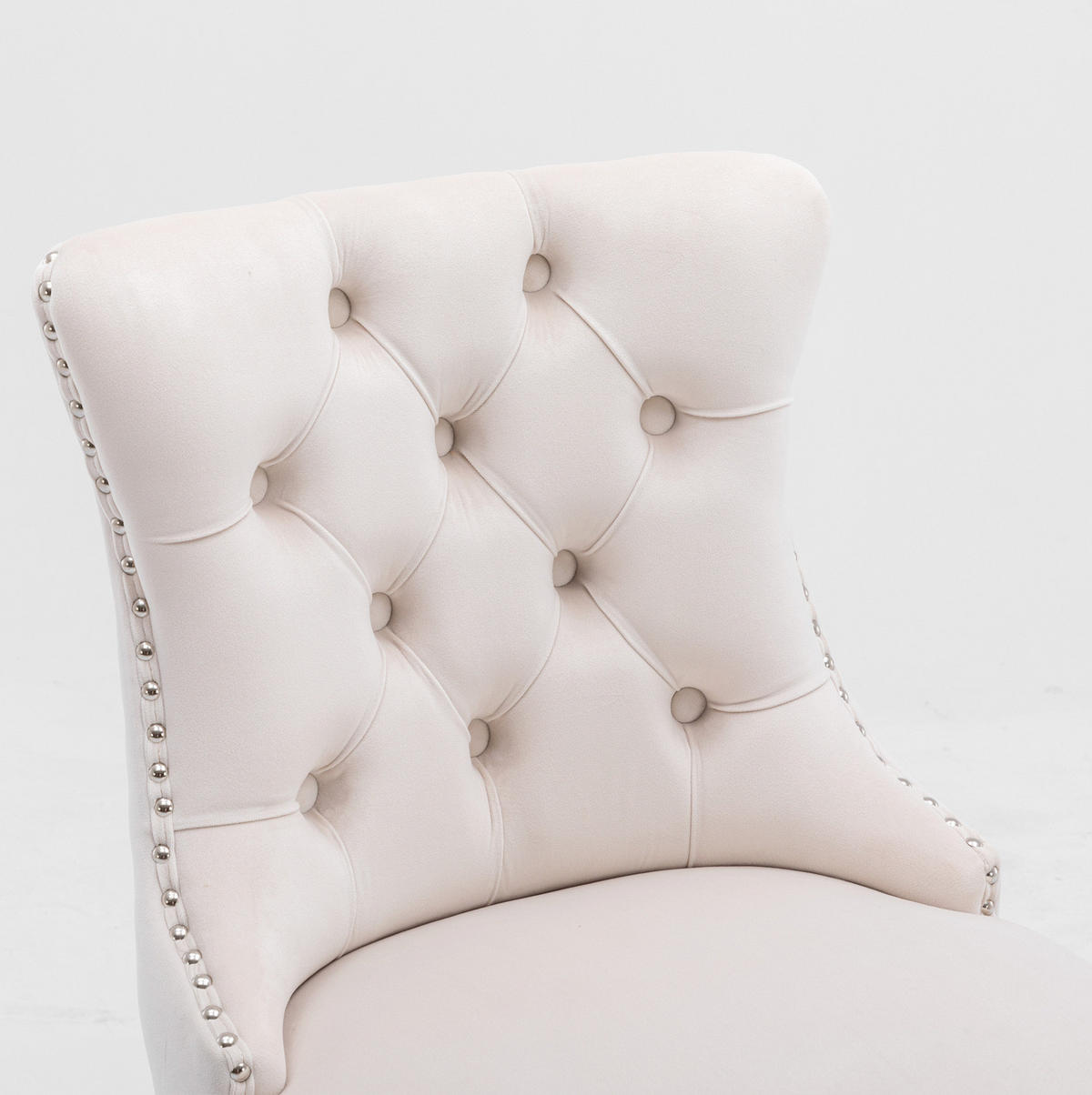 BARSTUHL 2er-Set mit hoher Rückenlehne Samt Beige - Beige, Metall (50/66/60cm) - Meubliv