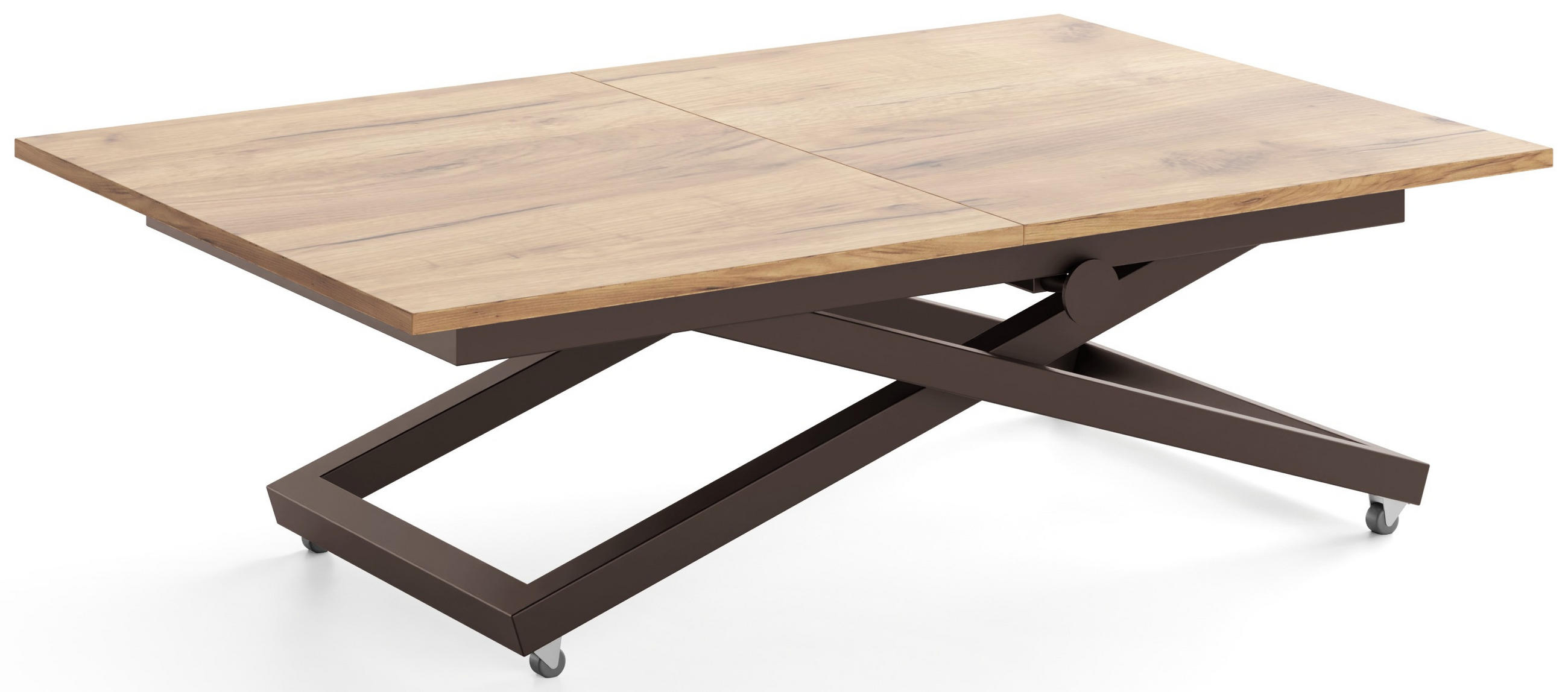 COUCHTISCH Axen höhenverstellbar ausziehbar, Eiche Braun 120-160/80/38-75 cm - Eiche Wotan/Braun, Holzwerkstoff/Metall (80/160/75cm) - WFL GROUP