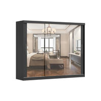 SCHIEBETÜRENSCHRANK - Milko 250 Schwarz - Schwarz, Holzwerkstoff/Metall (250/215/64cm) - Möblo