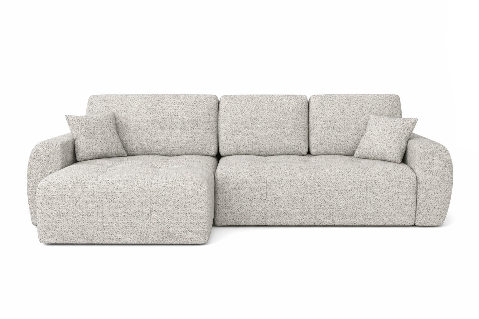 ECKSOFA Mit Schlaffunktion Und Bettkasten L-Form Ivo L, Chenille-Stoff Artico, Nata, Links - Beige, Holz (250/142cm) - Kaiser Möbel