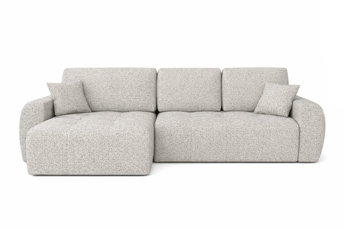 ECKSOFA Mit Schlaffunktion Und Bettkasten L-Form Ivo L, Chenille-Stoff Artico, Nata, Links - Beige, Holz (250/142cm) - Kaiser Möbel