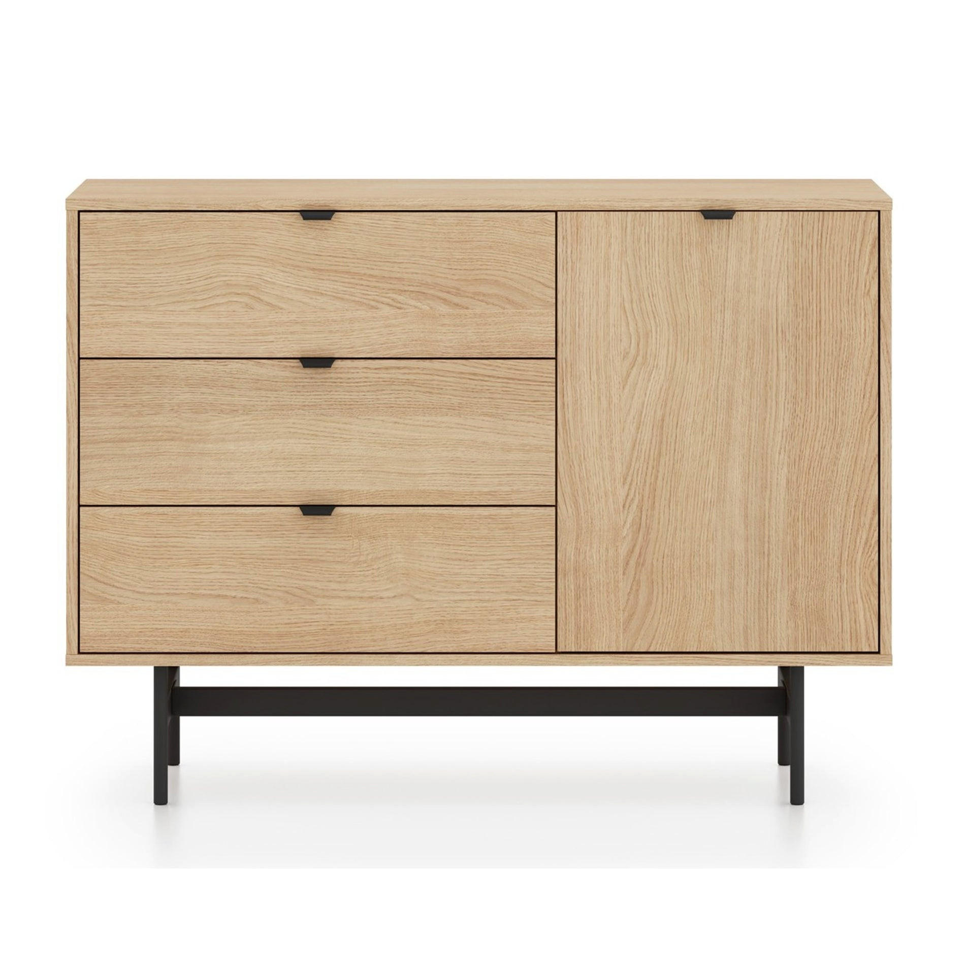 KOMODA Heggers 1-dverová 115 cm - čierna/farba duba, kov/kompozitné drevo (115/85/40cm) - Selsey