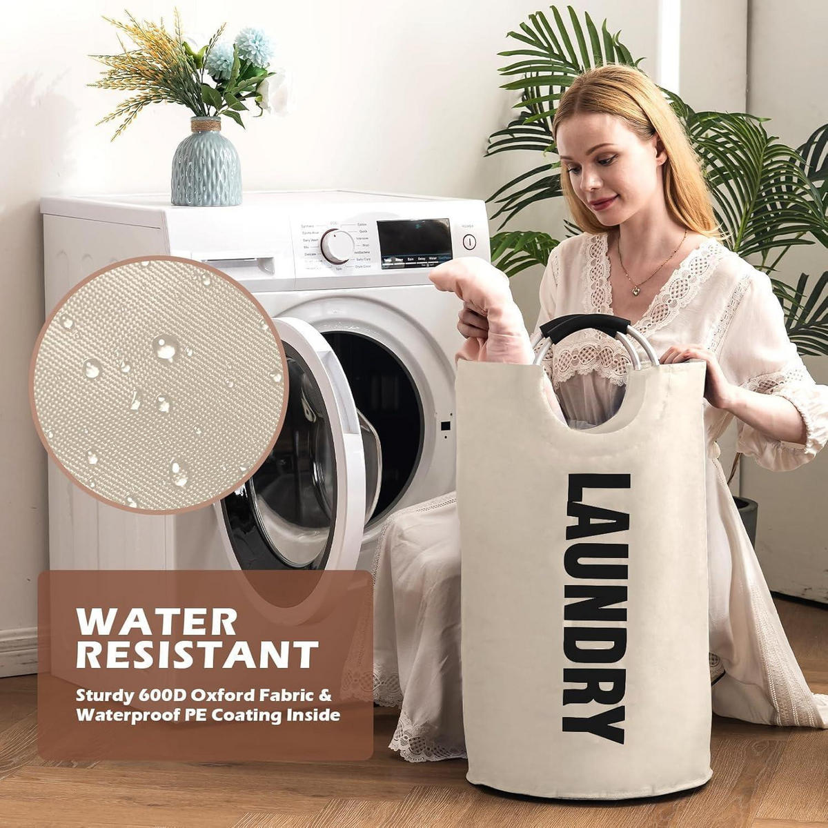 WÄSCHEKORB faltbar 115L Beige - Beige, Textil (43/79/43cm)