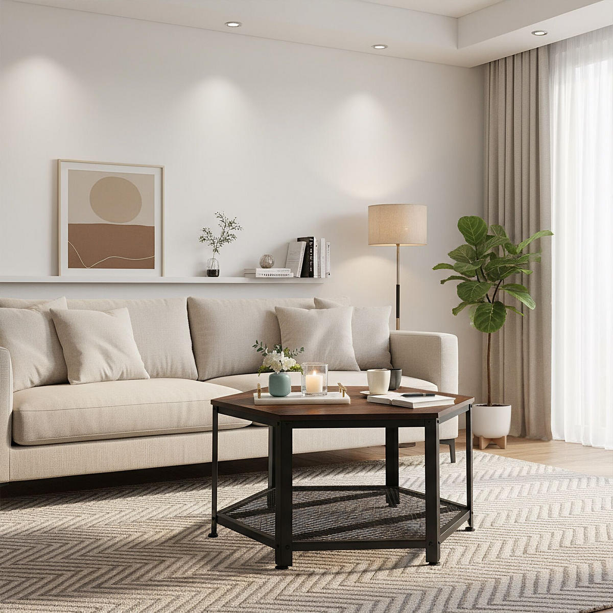 COUCHTISCH Norwich,86,5 x 75 x 46,5 cm,Industrial Holz dunkel, rustikal - Rostfarben, Holz (75/86.5/46.5cm) - tectake