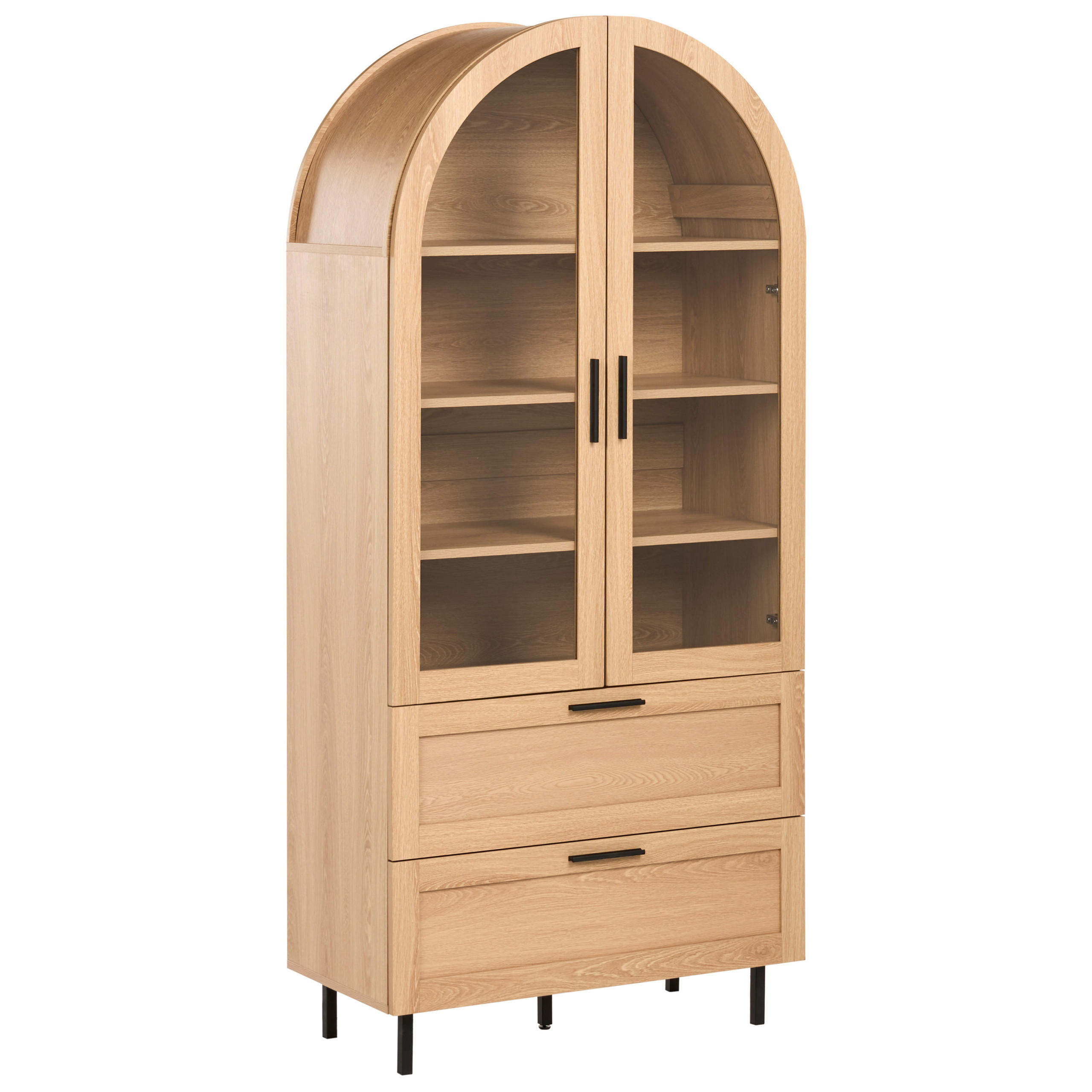 VITRINE mit Glastüren 80 cm Hellbraun Lachine - Hellbraun/Braun, Holzwerkstoff (80/175/40cm) - Beliani