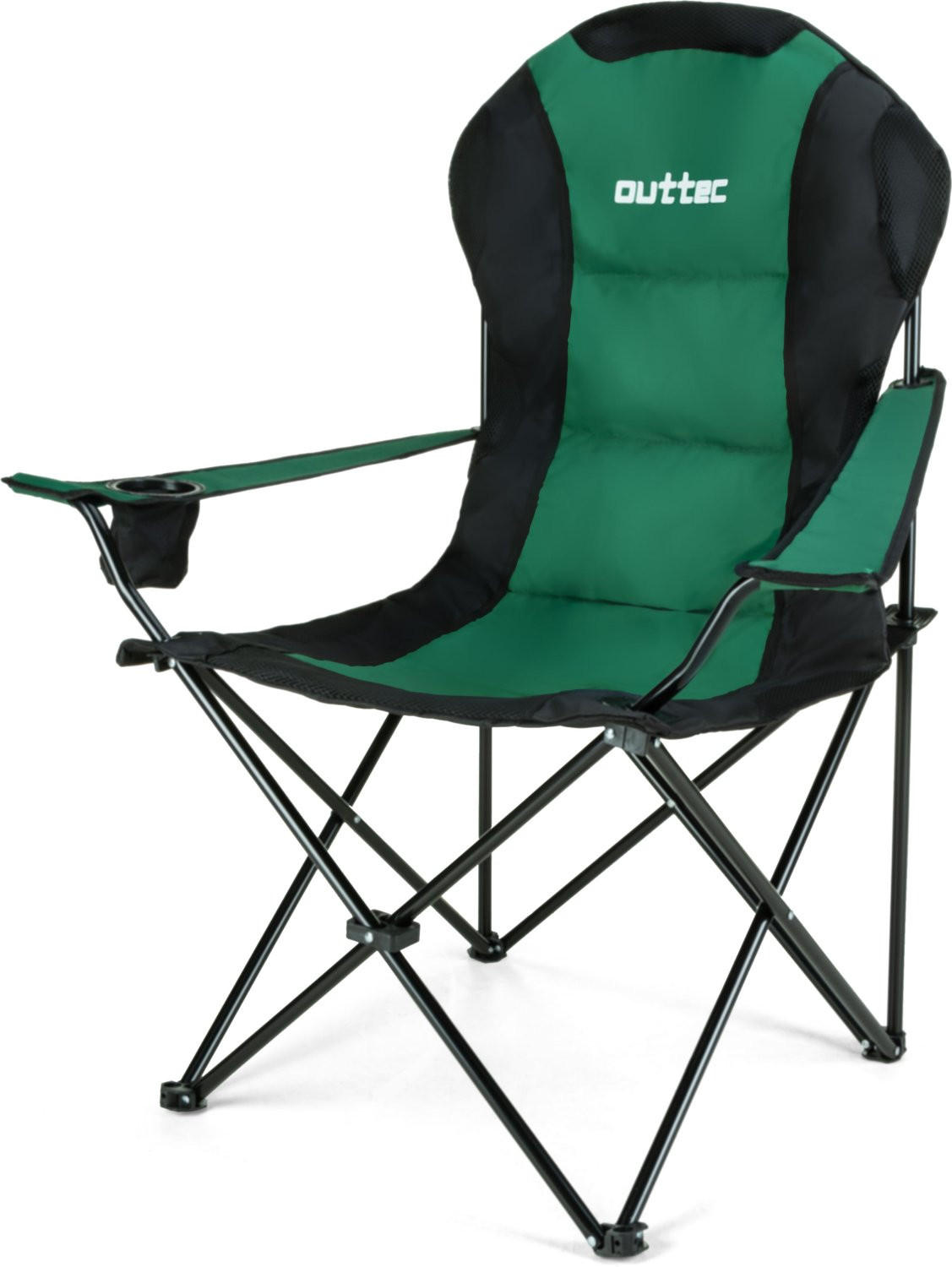 CAMPINGSESSEL bis 130 kg, mit Getränkehalter und Tragetasche - Grün, Textil/Metall (89/104/56cm) - Outtec