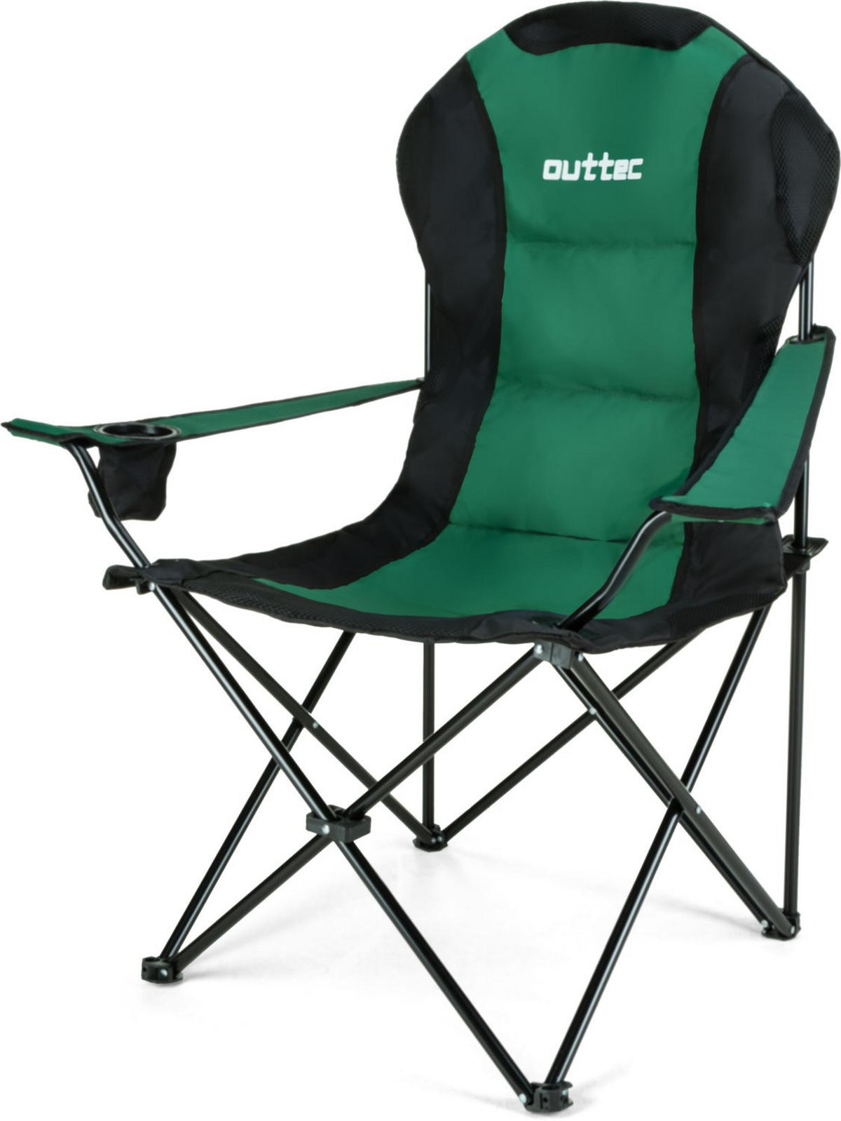 CAMPINGSESSEL bis 130 kg, mit Getränkehalter und Tragetasche - Grün, Textil/Metall (89/104/56cm) - Outtec