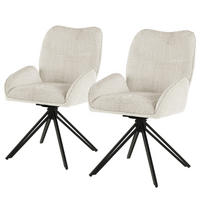 DREHBARER POLSTERSTUHL - 2er-Set - Beige, Textil/Metall (52/87/63cm) - home24
