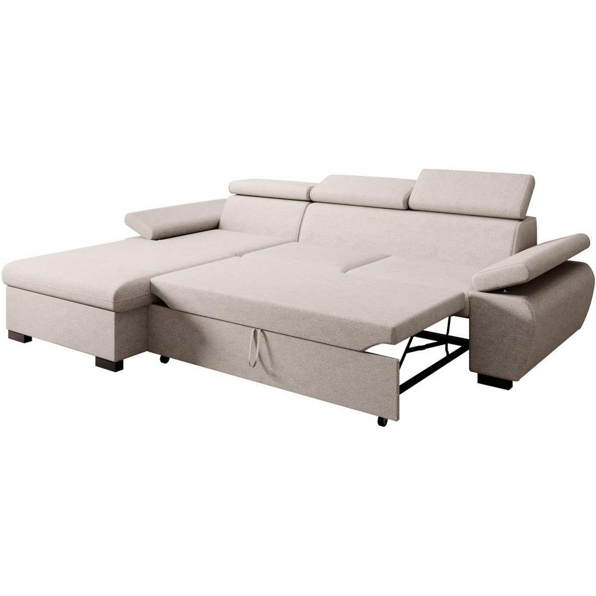 ECKSCHLAFSOFA Coco mit verstellbare Kopfstützen, beige, links - Beige, Textil (273/191cm) - Beautysofa