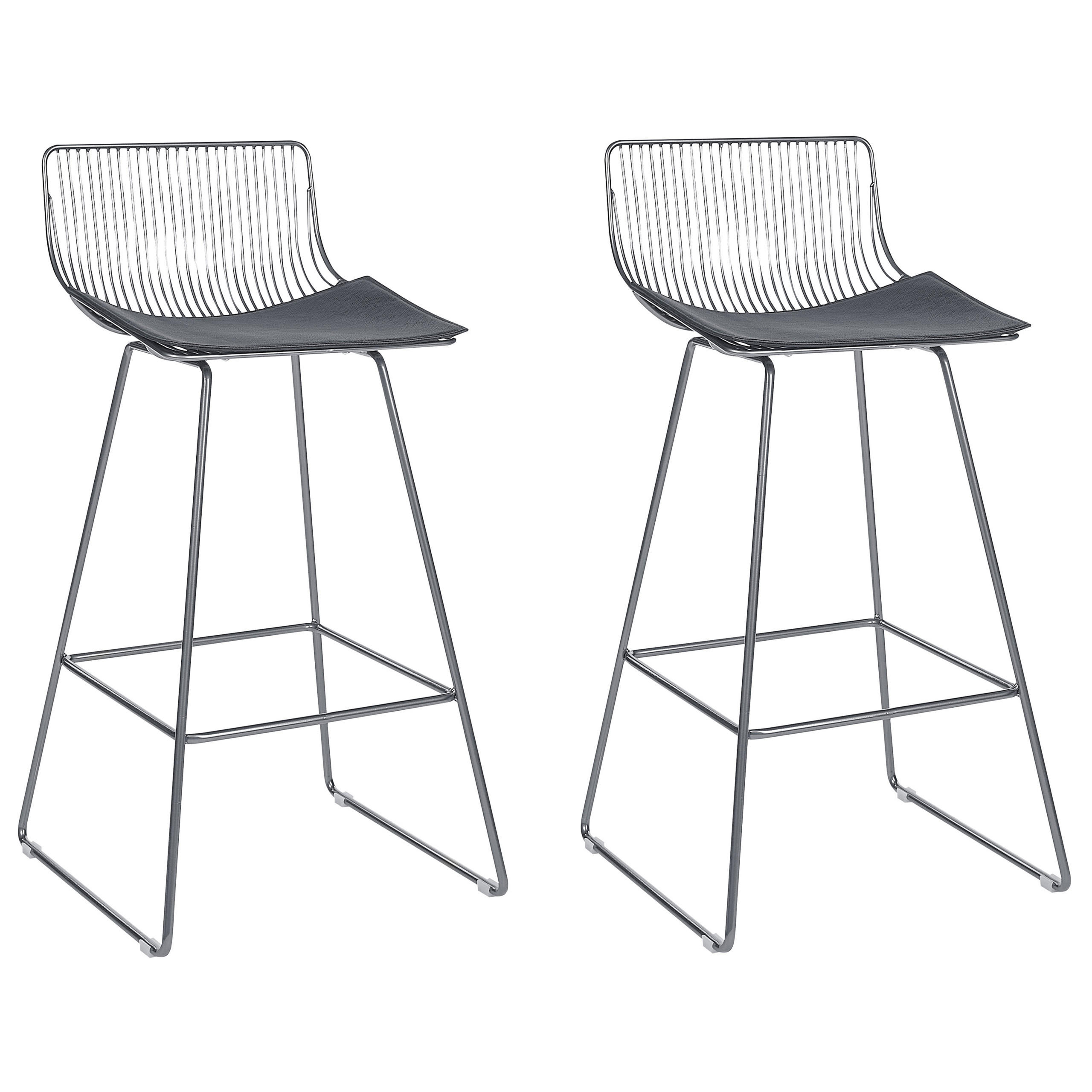BARSTUHL 2er-Set Metall Silber Fredonia - Silberfarben, Textil/Metall (50/97/49cm) - Beliani