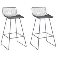 BARSTUHL 2er-Set Metall Silber Fredonia - Silberfarben, Textil/Metall (50/97/49cm) - Beliani