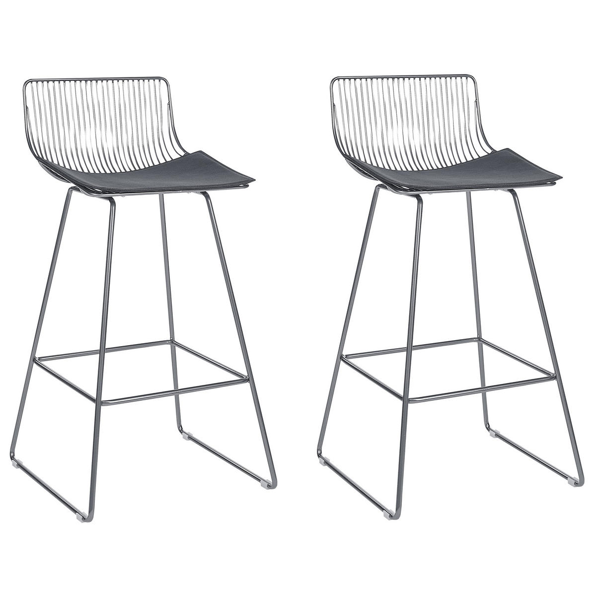 BARSTUHL 2er-Set Metall Silber Fredonia - Silberfarben, Textil/Metall (50/97/49cm) - Beliani
