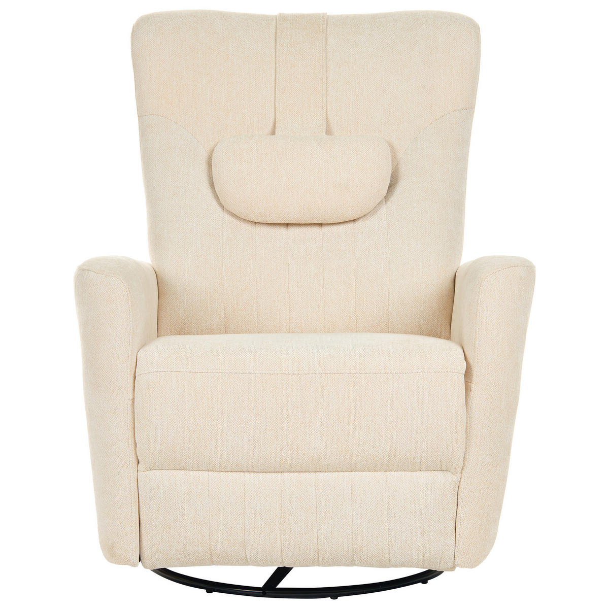 SCHAUKEL-FERNSEHSESSEL drehbar Chenillegewebe Hellbeige Rea - Beige/Schwarz, Textil/Metall (85/102/107cm) - Beliani