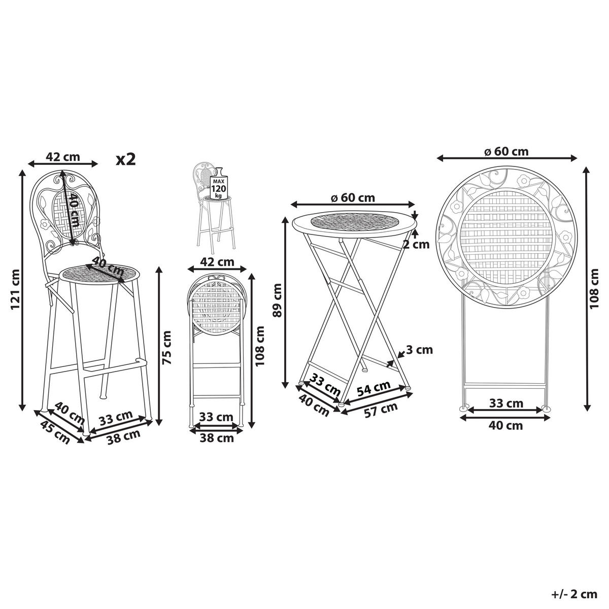 GARTENBAR-SET Grün Bivio - Grün, Metall - Beliani