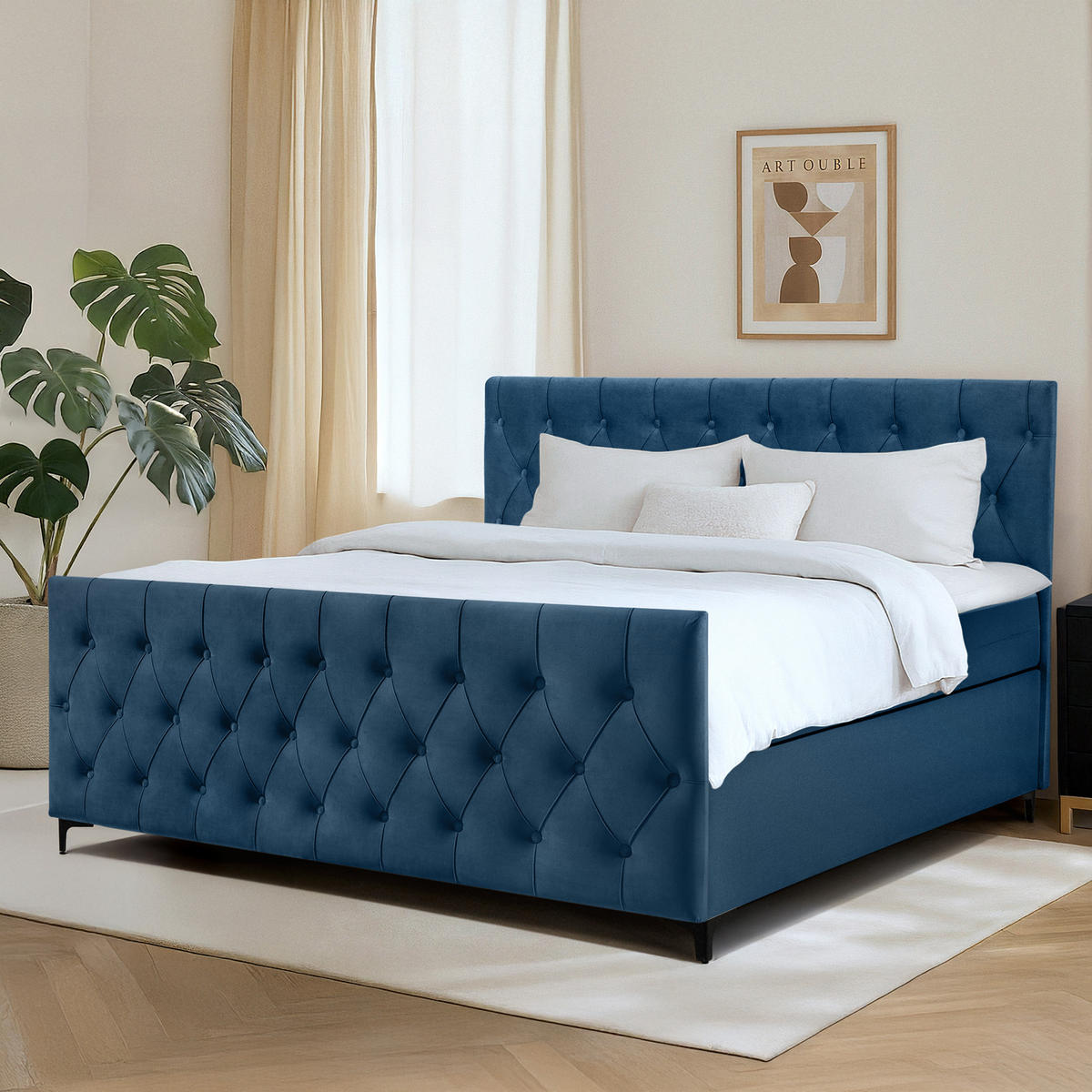 POLSTERBETT ARDEA, Marineblau - Schwarz/Dunkelblau, Holz/Holzwerkstoff (180/200cm) - KONSIMO®