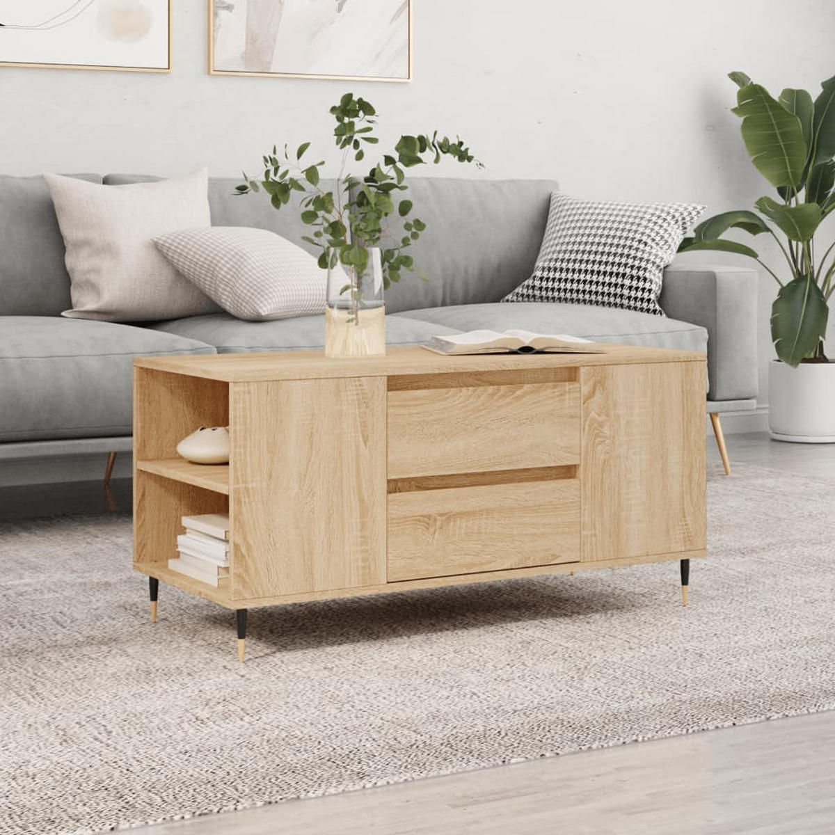 COUCHTISCH Sonoma-Eiche 102x44,5x50 cm Holzwerkstoff - Braun, Holzwerkstoff (44.5/102/50cm) - furnicato