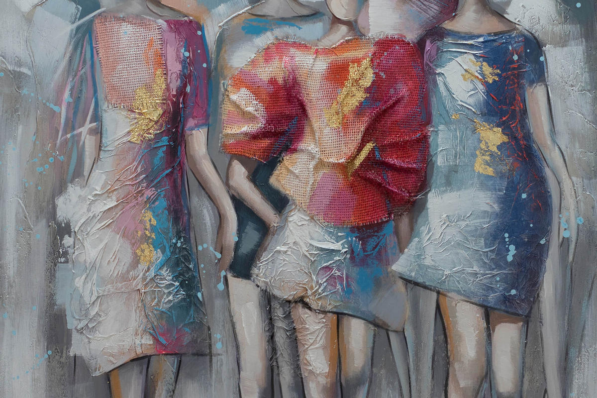 RUČNE MAĽOVANÝ AKRYLOVÝ OBRAZ 75/100 cm, sivý, figurálny motív - sivá, drevo/textil (75/100cm) - KUNSTLOFT