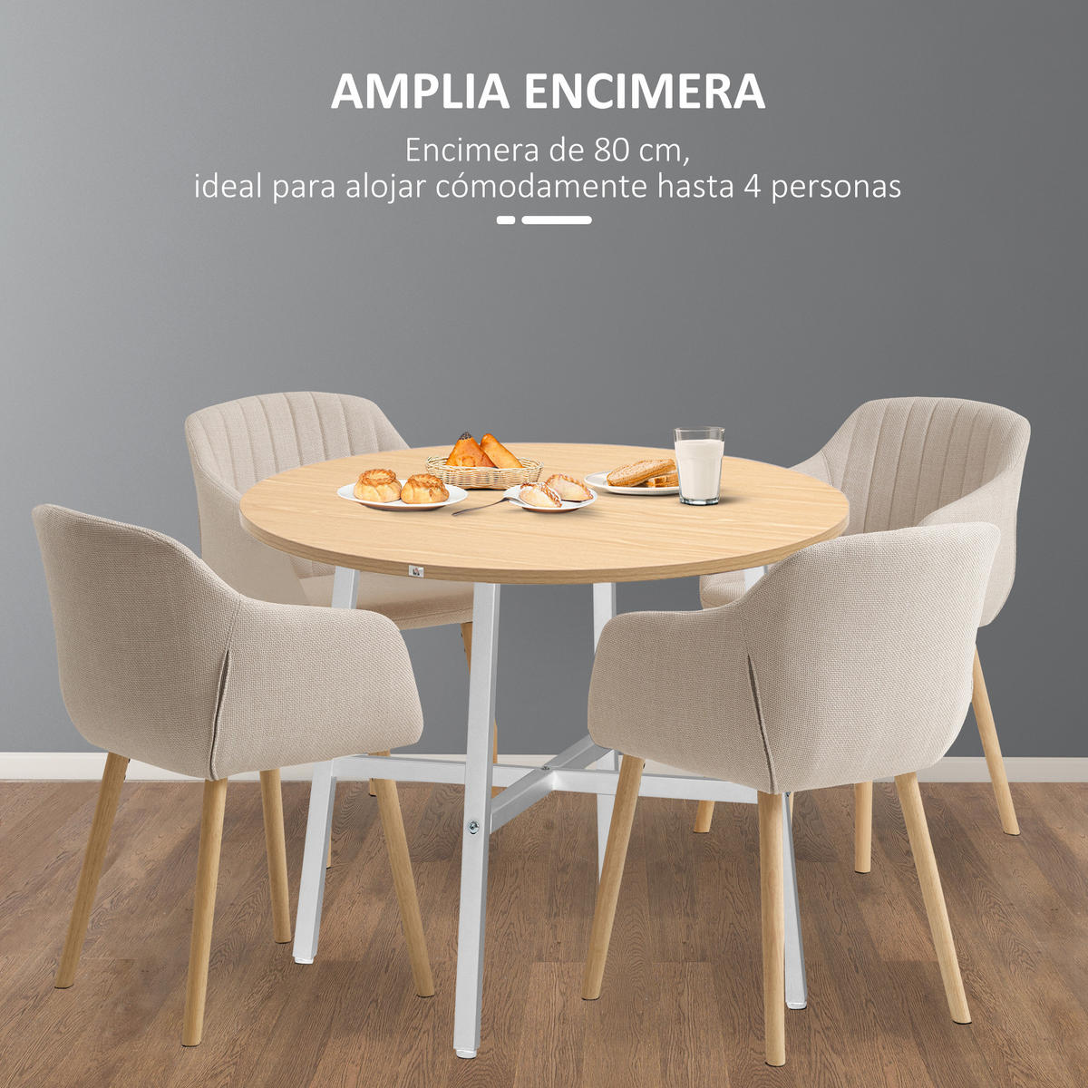 ESSTISCH Naturholz 1 Stück - Beige, Kunststoff (80/80/76cm) - GiPP