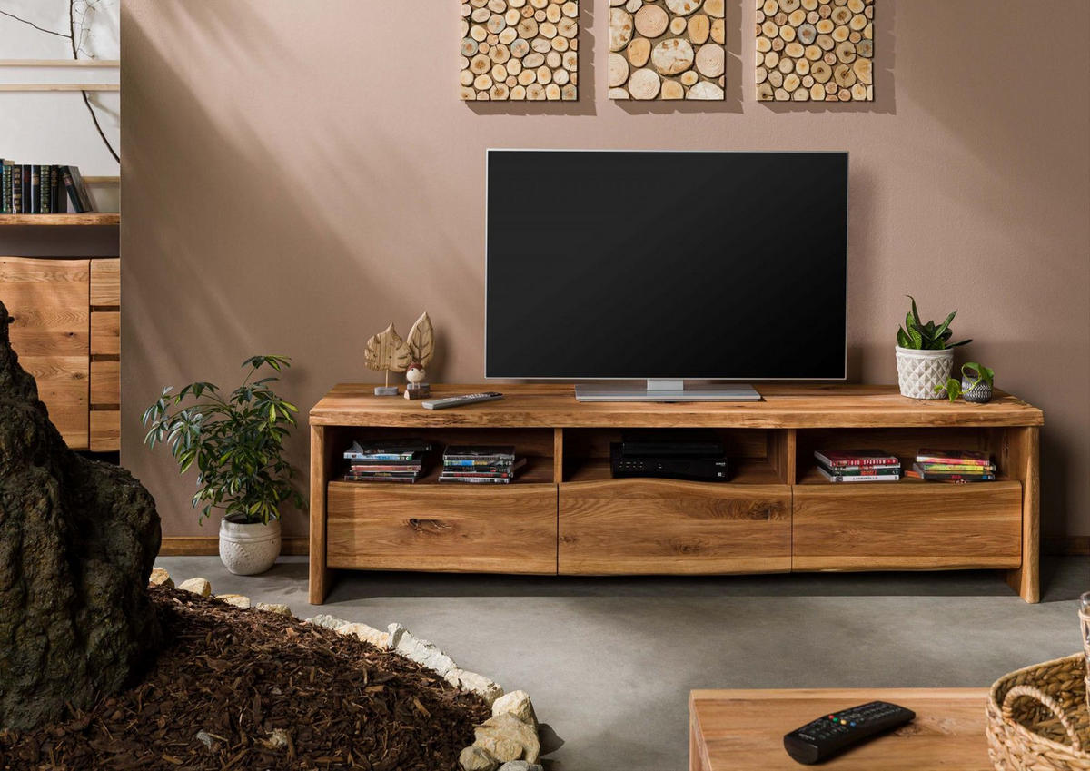 TV-BOARD Wildeiche 191x45x50 natur geölt PURE OAK #109 - Naturfarben, Holz (191/50/45cm) - Massivmoebel24