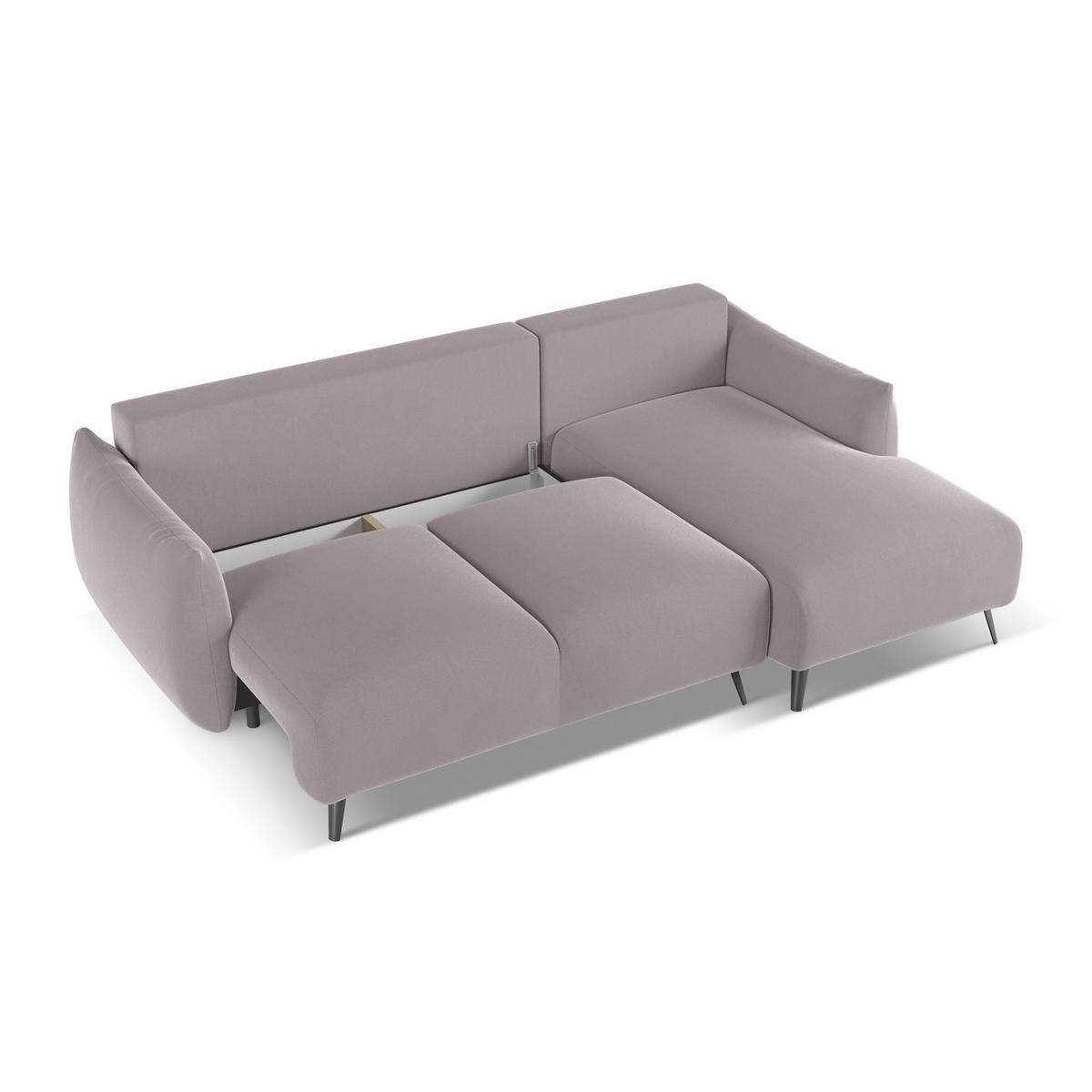 ECKSOFA mit Schlaffunktion Samt Stoff Violett - Lila/Flieder, Textil/Metall (242/162cm) - LaMiaSofa