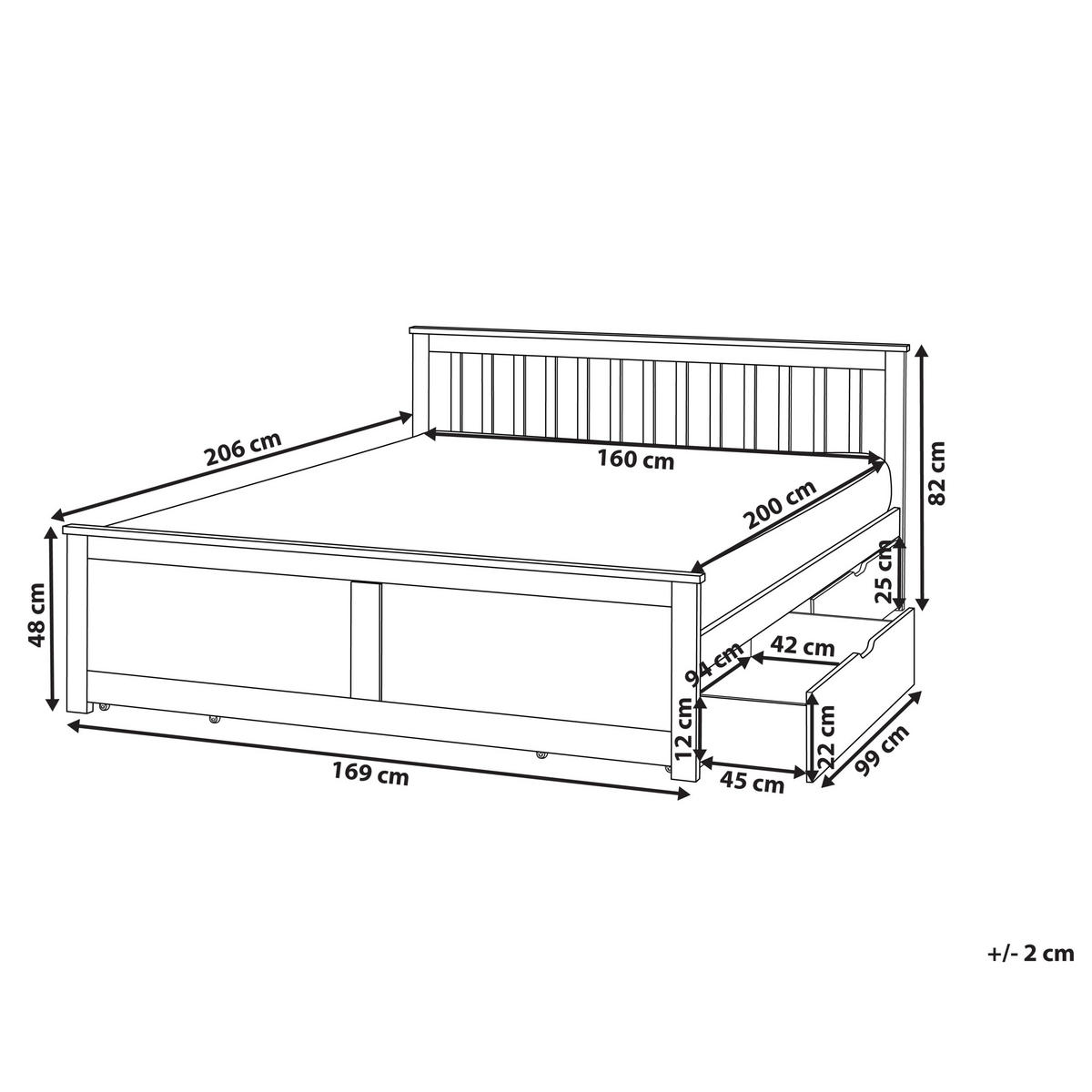BETT mit Schubladen 160x200 cm Weiß Olendon - Weiß, Holz (160/200cm) - Beliani