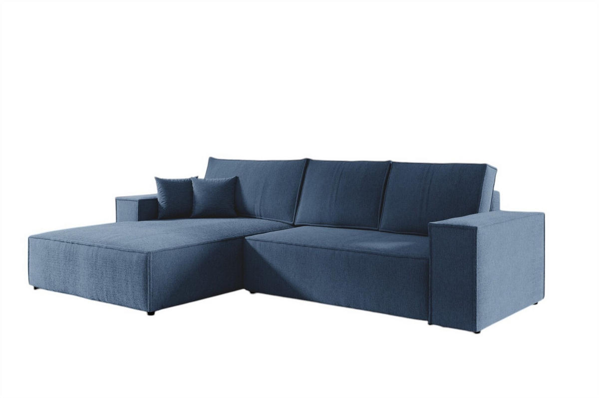 ECKSOFA Corunia In Aragon - Blau, Holzwerkstoff/Textil (294/185cm) - Fun Möbel