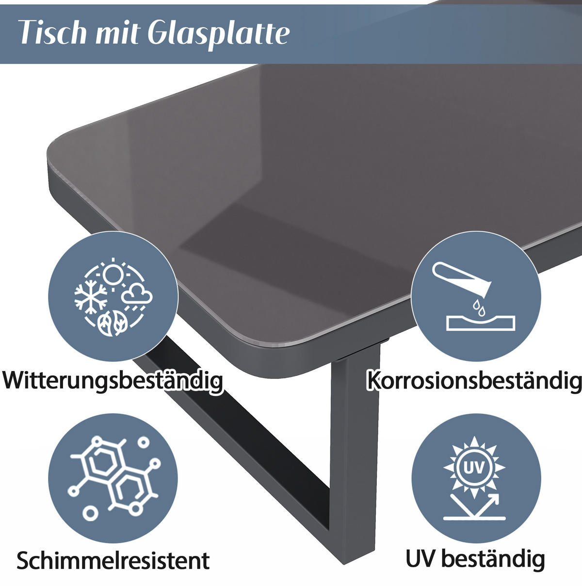 GARTENLOUNGE-SET für 7 Personen mit Glas-Couchtisch und Seilgeflecht, Grau - Grau, Metall - Redom