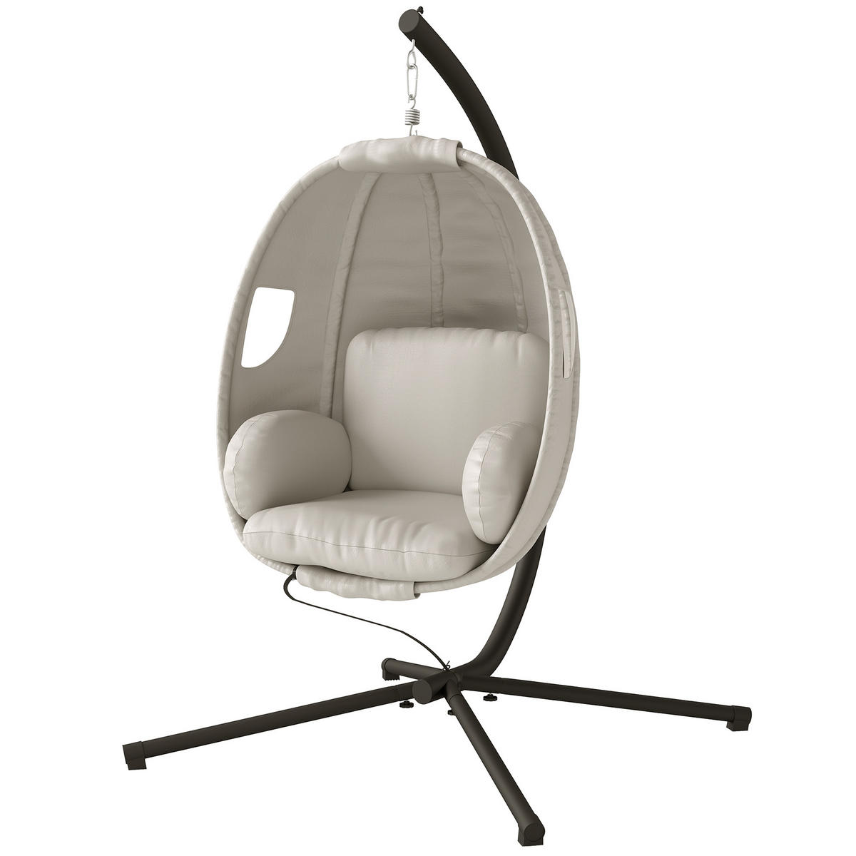 HÄNGESESSEL Mit Gestell DE-07058 faltbar, dickes Sitzpolster, Sicherheitsgurt - Hellgrau, Metall (95/180/117cm) - ComfortXL