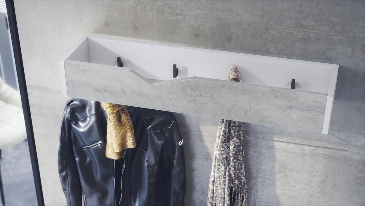 GARDEROBENPANEEL Kolmio Beton Oxid Optik - Hellgrau, Holzwerkstoff (83.5/12.5/21cm) - Vladon