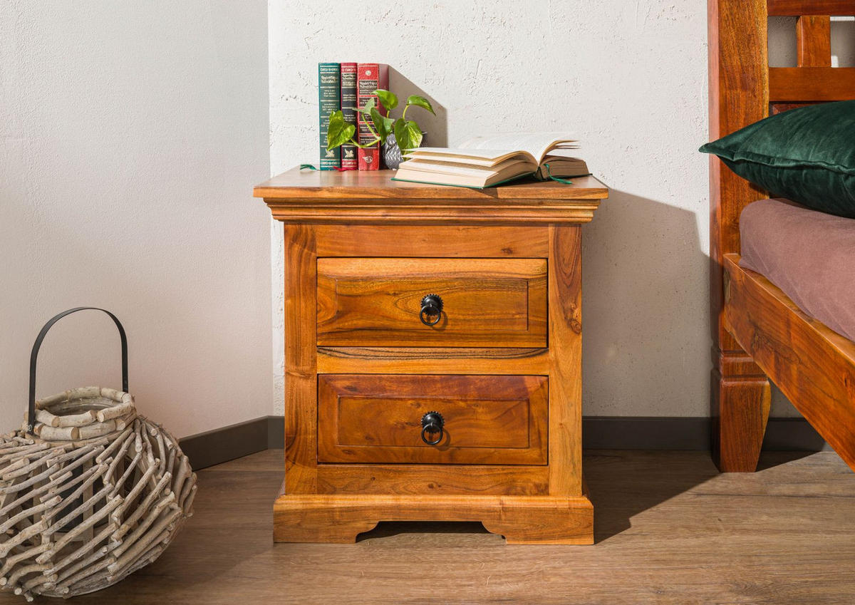 NACHTTISCH Akazie 52x40x54 honig lackiert OXFORD #0905 - Braun, Holz (52/54/40cm) - Massivmoebel24