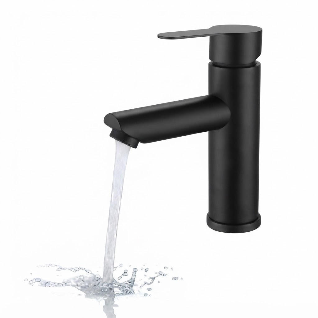 BADEZIMMERARMATUR, 17 cm hoch, schwarz - Schwarz, Metall (20/10/15cm) - Vallsero