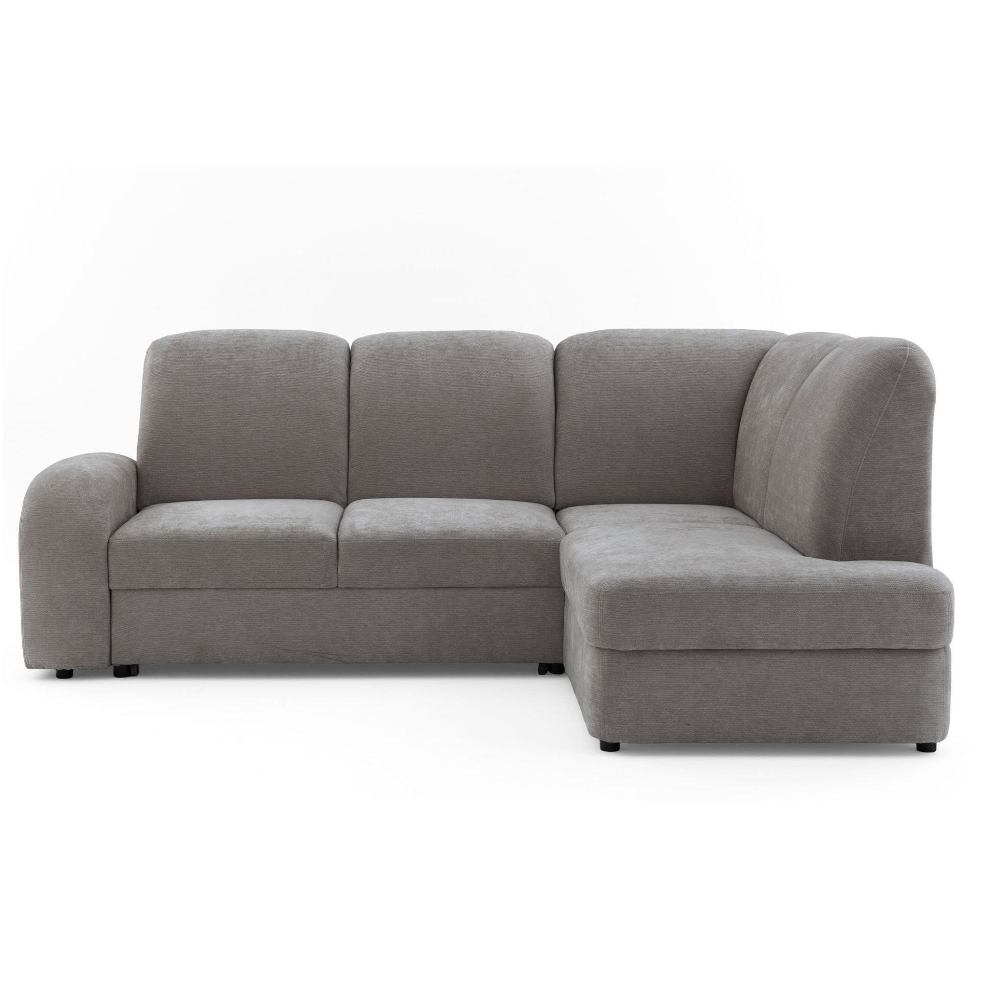 ECKSOFA VIBE L Rechts mit Schlaffunktion 129x205 Chenille Grau - Schwarz/Grau, Holz/Kunststoff (250/186cm) - Muffo