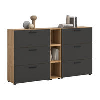 WOHNKOMBINATION THE ONE (B/H/T: ca. 176/99/34 cm) in Artisan Oak Nachbildung/Basalt grau - Eiche Artisan, Holzwerkstoff (176/99/34cm)